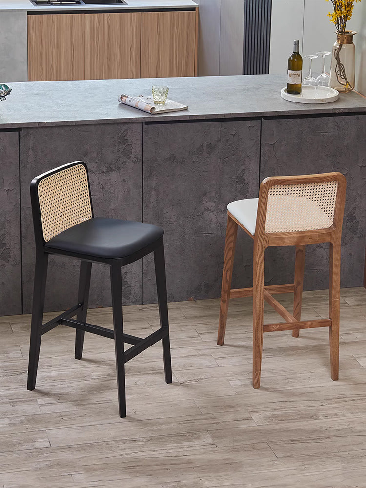 Ethan Rattan Barstool, Wood