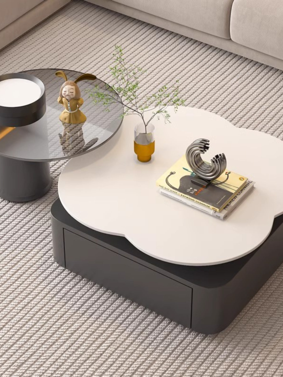 Aroma Flower Nesting Coffee Table, White Top| DC Concept