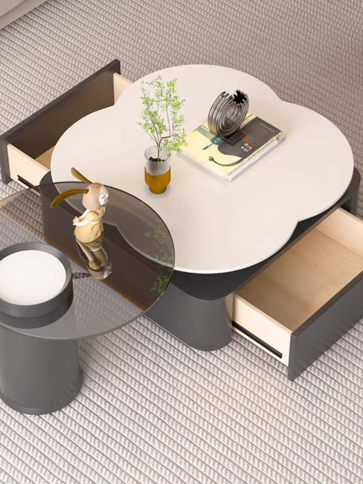 Aroma Flower Nesting Coffee Table, White Top| DC Concept