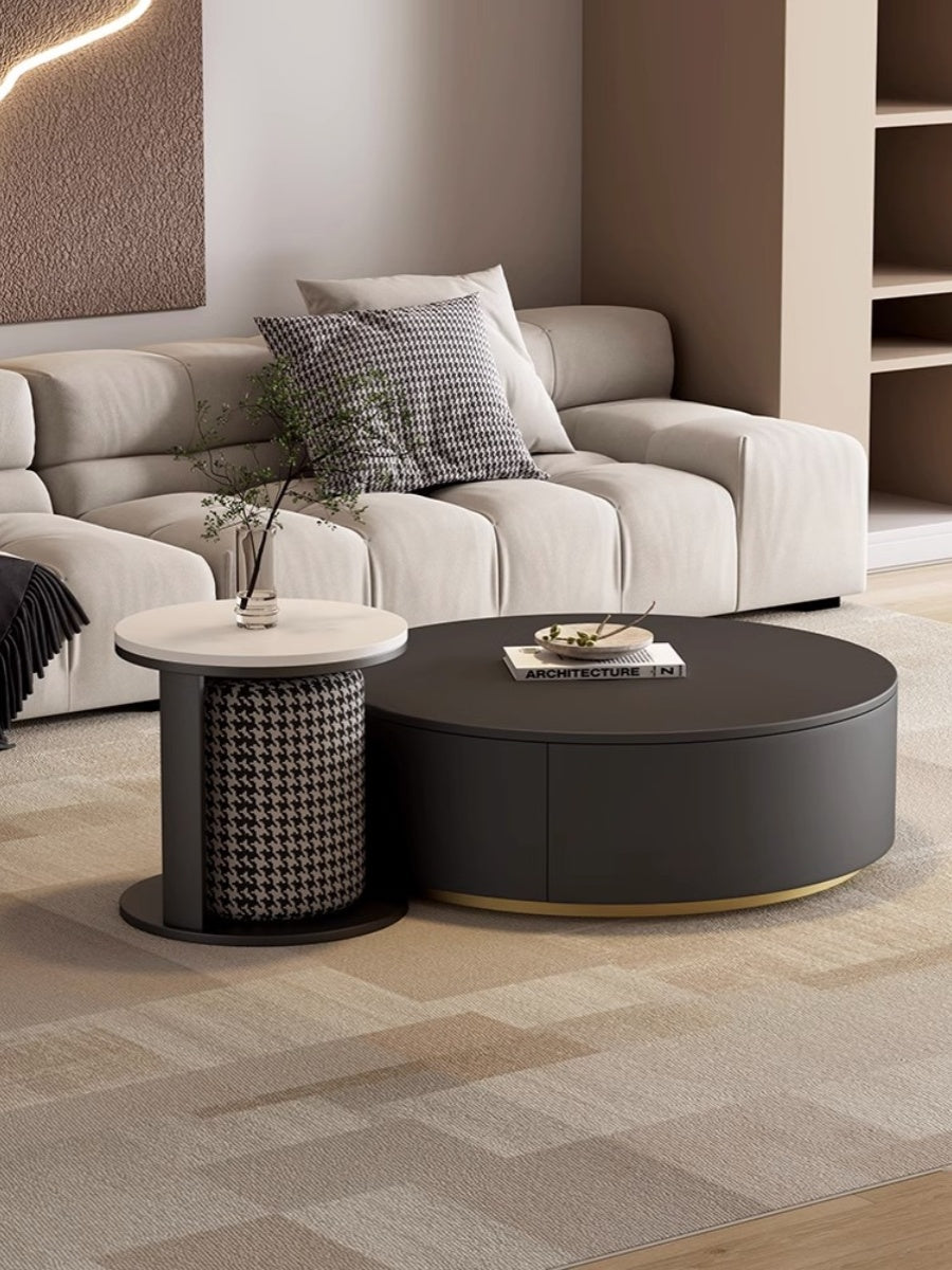 Aria Marble Coffee Table Set, WIth a Mini Stool| DC Concept