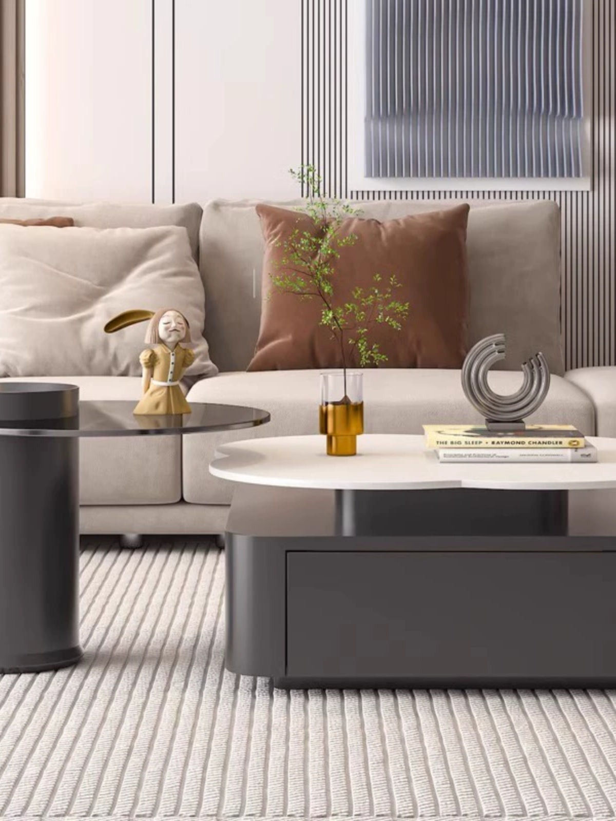 Aroma Flower Nesting Coffee Table, White Top| DC Concept