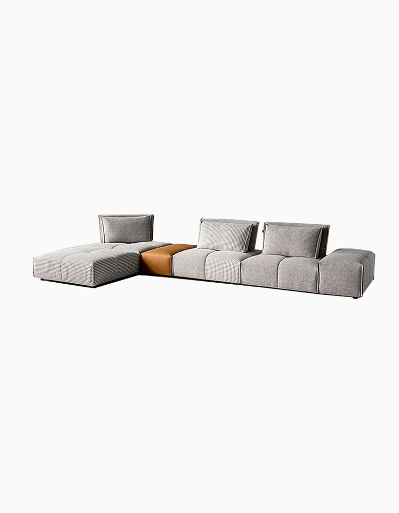 L-Shaped Sectional Two Seater/ Three Seater Sofa, Linen| DC Concept