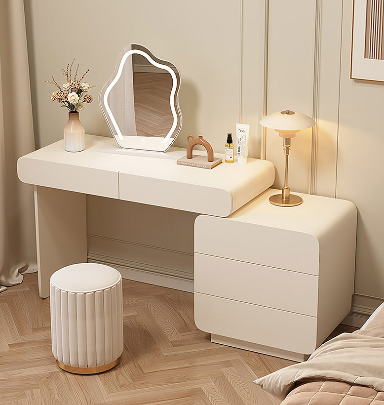 Ward Dressing Table With Side Cabinet & LED Mirror, Cream