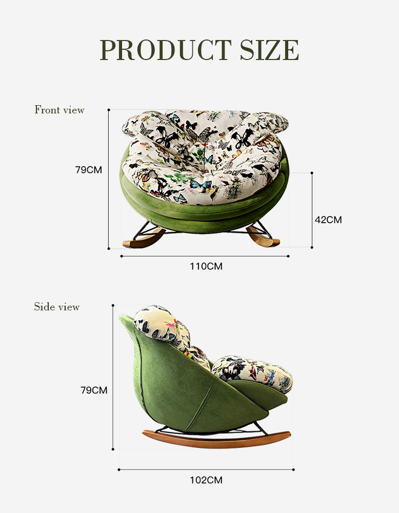 Eowyn Lounge Rocking Armchair, Butterfly Print