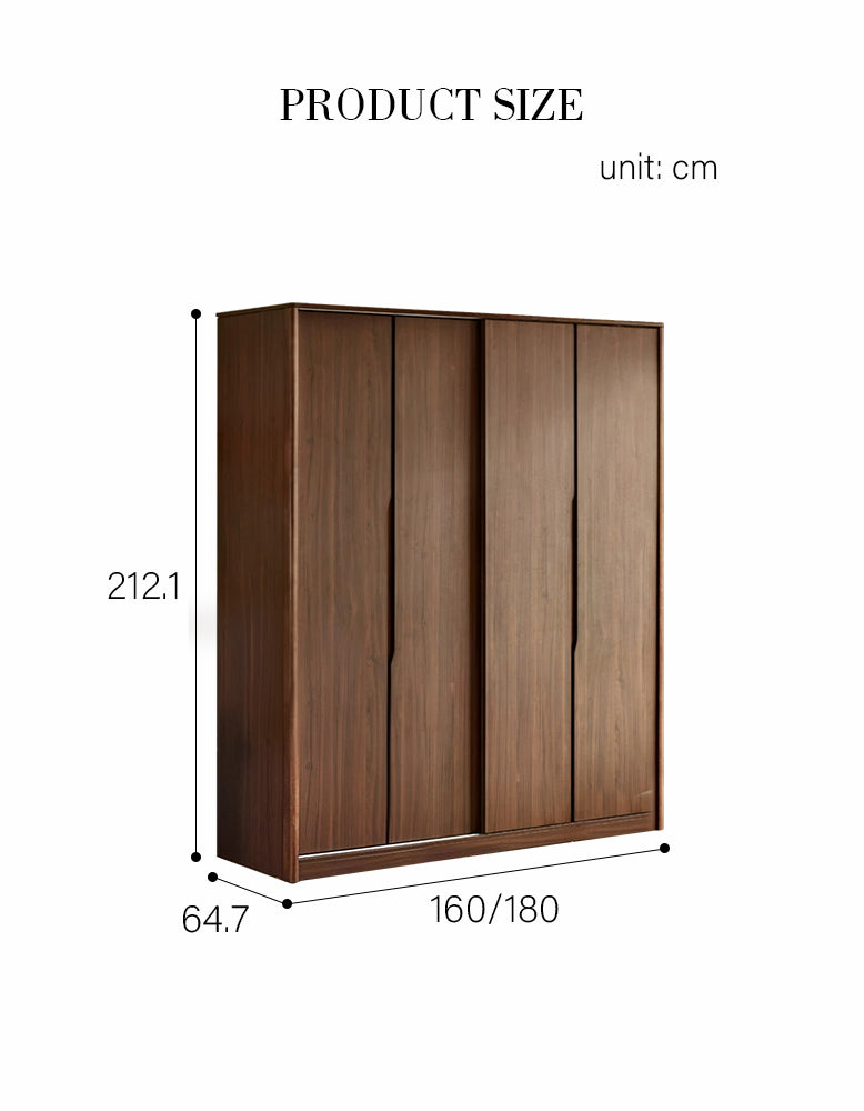 Kimura Slide Door Wardrobe With Hanging Rails, Walnut-DC Concept-DC Concept