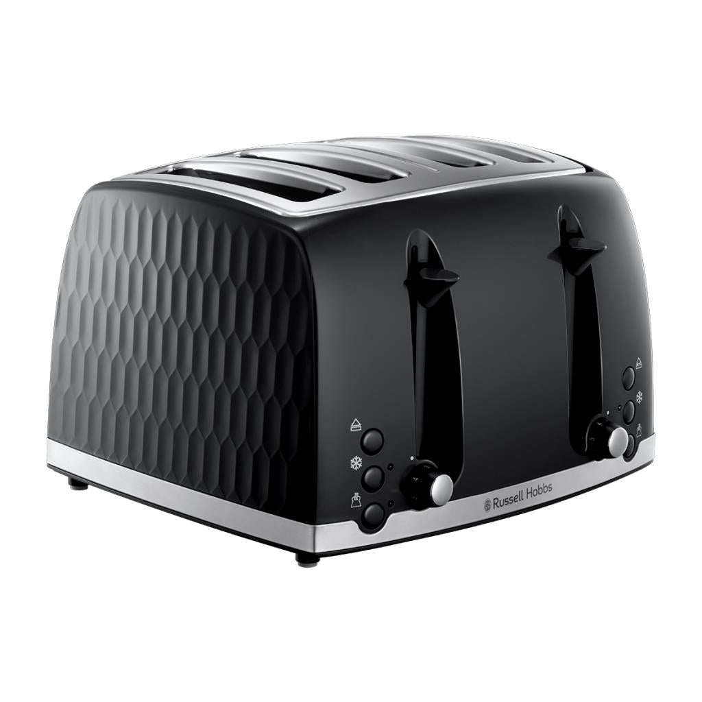 Russell Hobbs Honeycomb 4-Slice Black Toaster