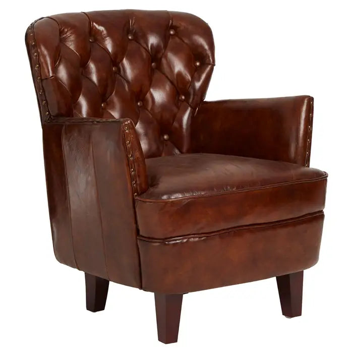 Vienna Mocha Brown Button Back Armchair