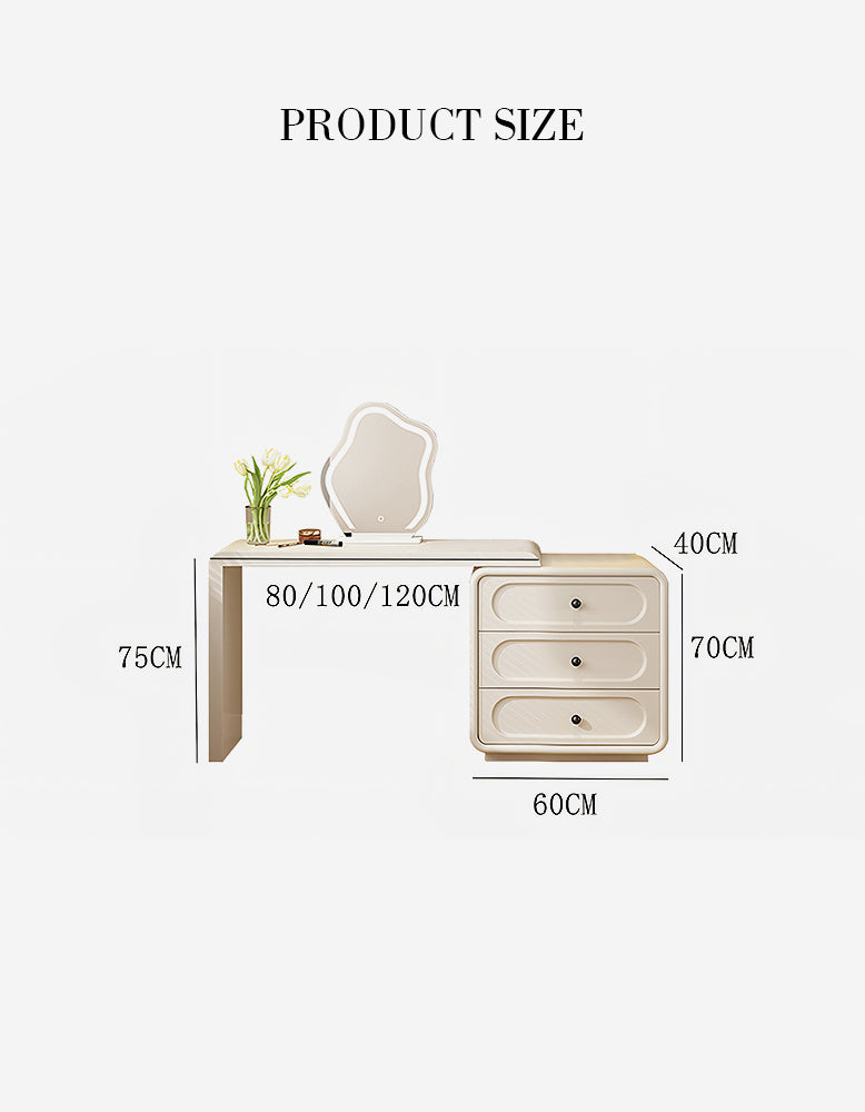 Murphy Corner Dressing Table With 6 Drawers and Chair, Cream