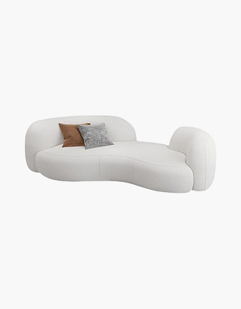 Aurelia Modern Curved Two Seater Sofa, Boucle/ Velvet