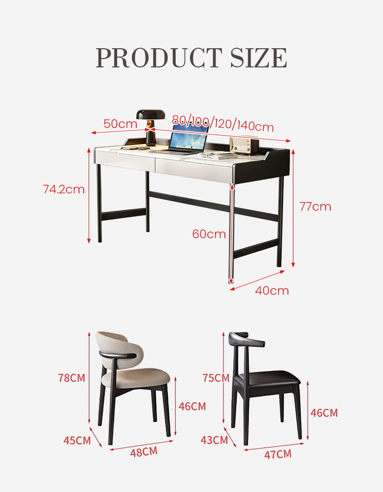 Zuriel Office Desk, White Sintered Stone