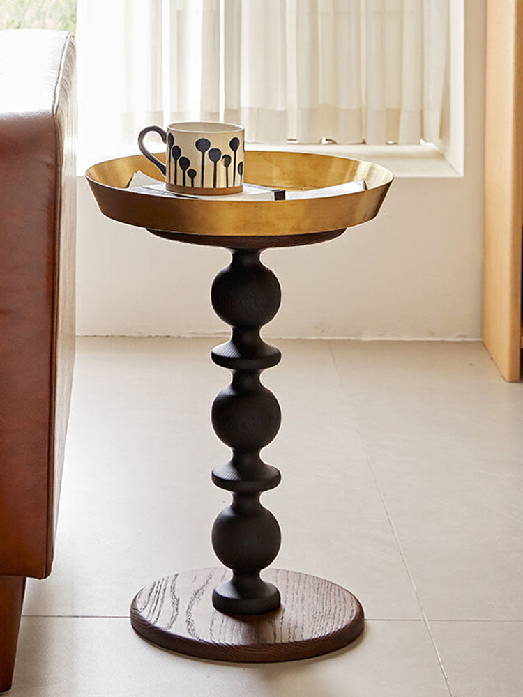Cosmo Round Side Table With Gold Tray