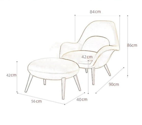 Swoon Lounge Petit Armchair And Stool, Blue Velvet, Wood Leg