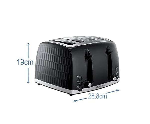 Russell Hobbs Honeycomb 4-Slice Black Toaster