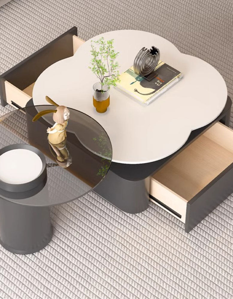 Aroma Flower Nesting Coffee Table, White Top| DC Concept