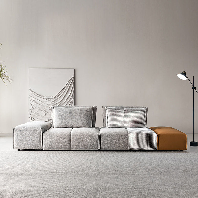 L-Shaped Sectional Two Seater/ Three Seater Sofa, Linen| DC Concept