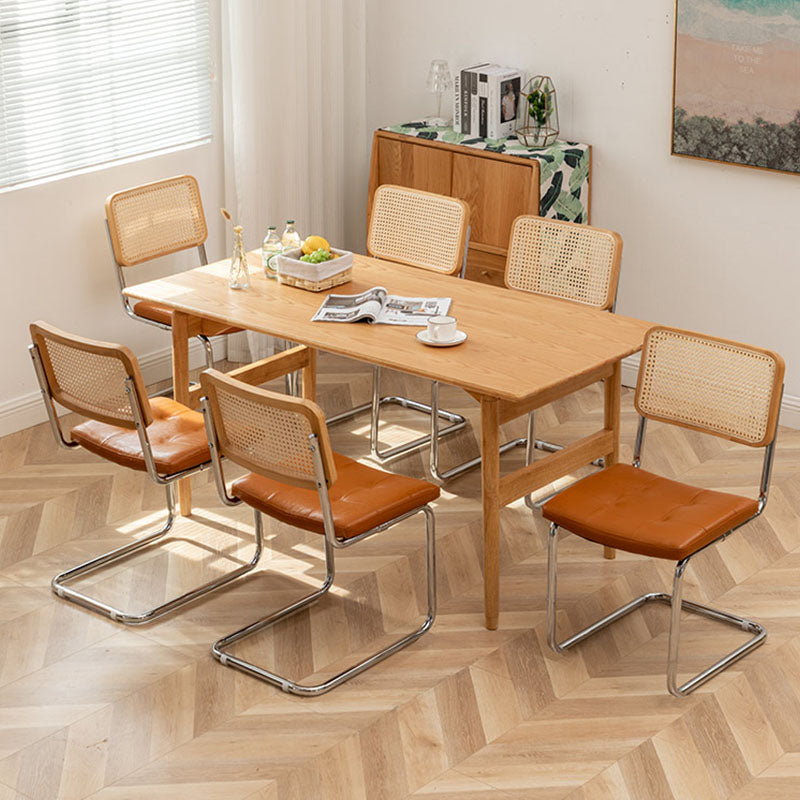 Classic Keaton Rattan Dining Chair, Leather & Chrome, Armless| DC Concept