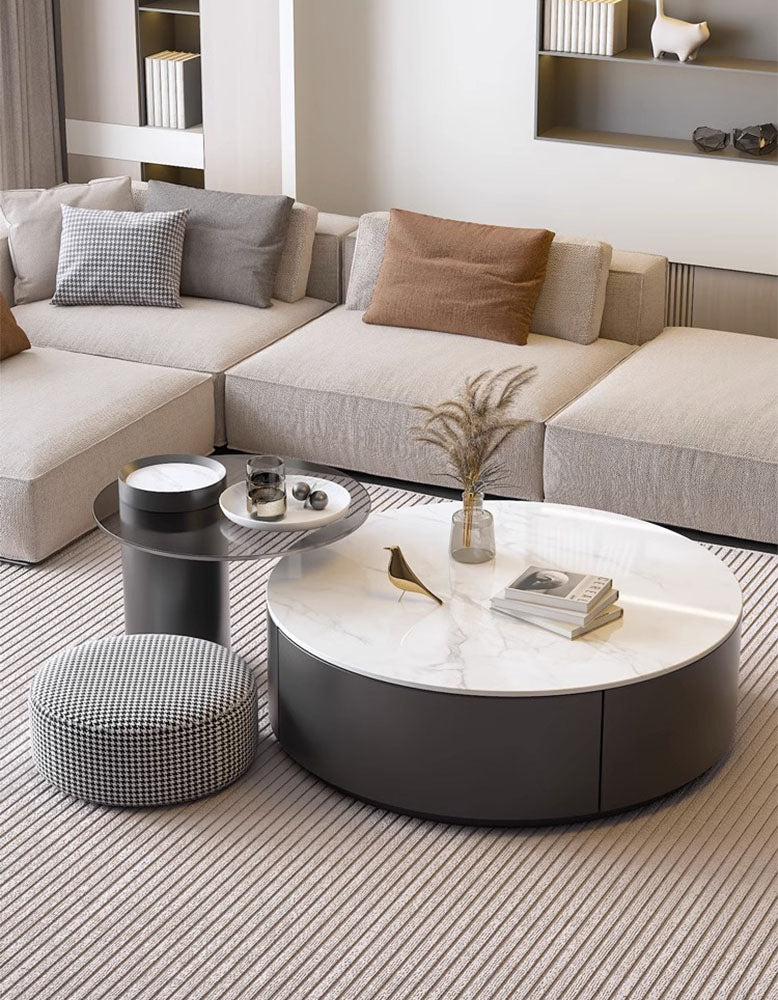 Mosaic Round Nesting Coffee Table Set With Seat Pad| DC Concept