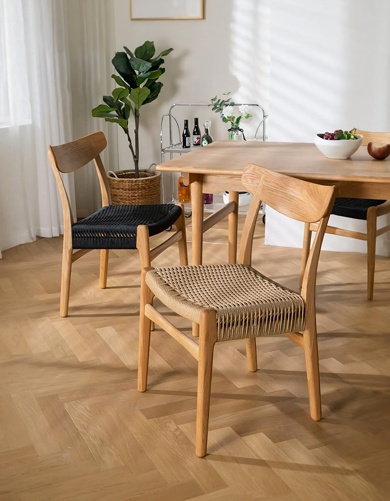 Classic Hans W CH01 Rattan Dining Chair, Light Oak