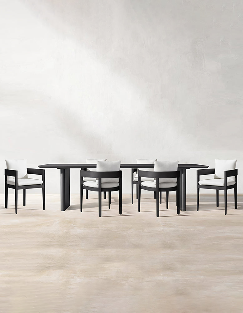 Cortez Outdoor Dining Table Set, Black