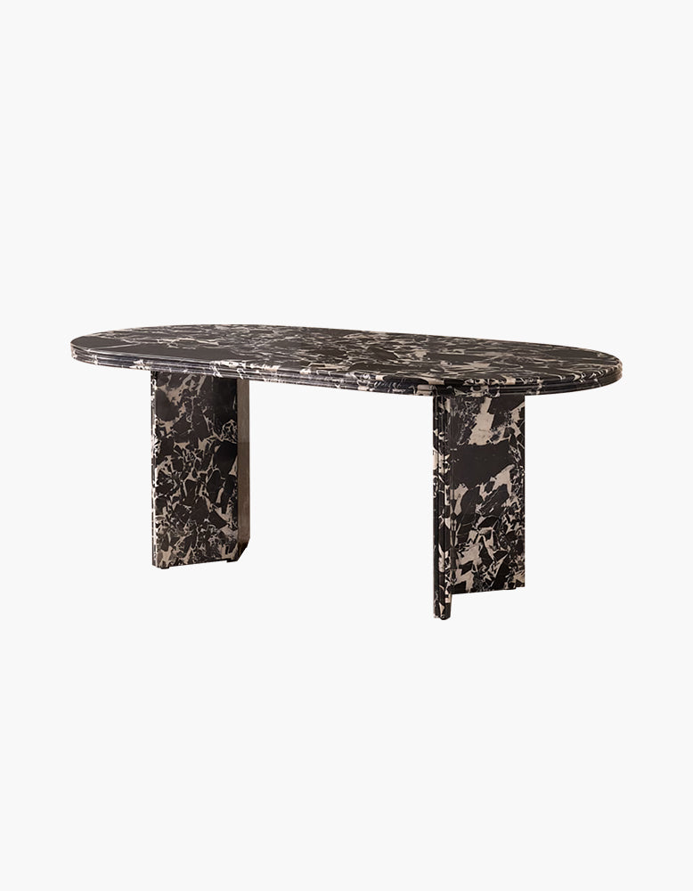 Rosaline Black Marble Dining Table, Oval