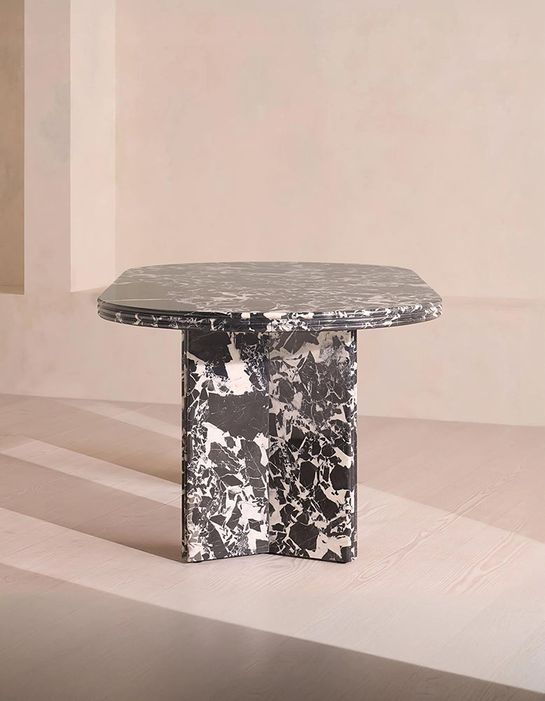 Rosaline Black Marble Dining Table, Oval