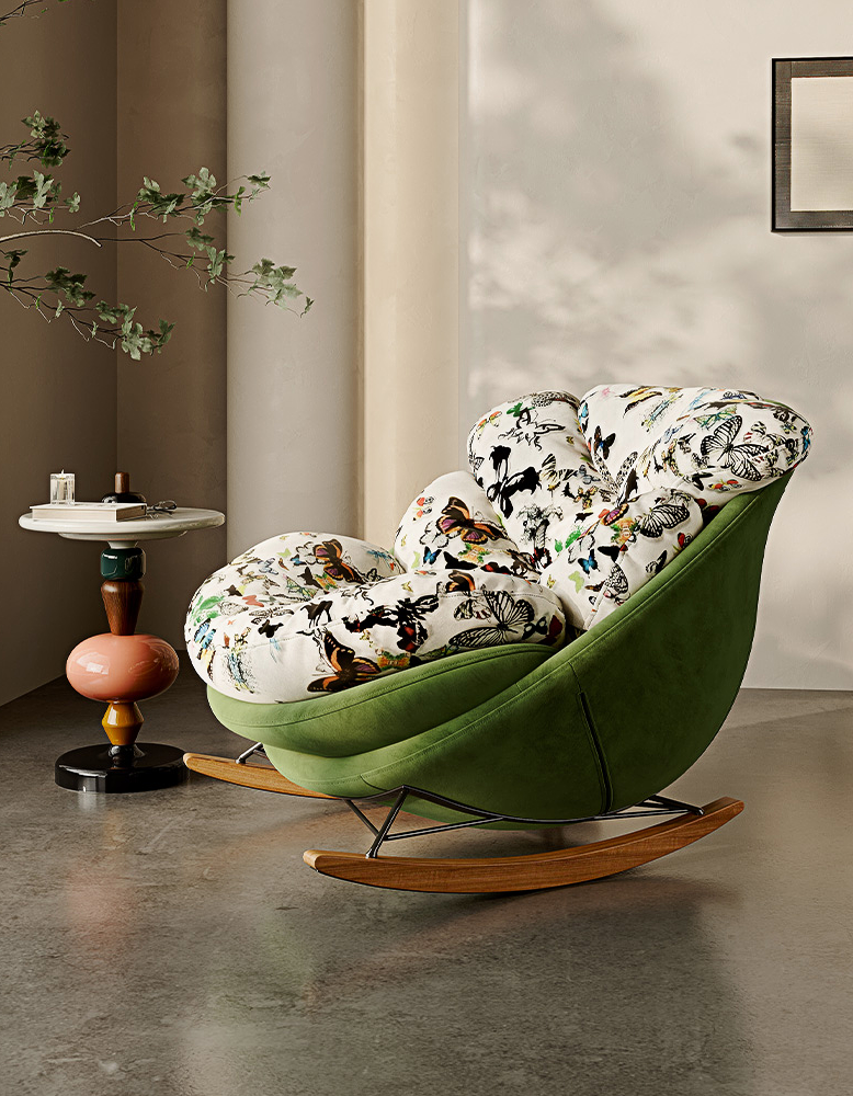 Eowyn Lounge Rocking Armchair, Butterfly Print