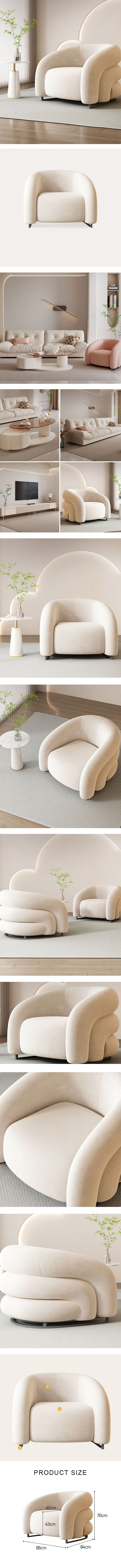 K93 Armchair, White Velvet| DC Concept