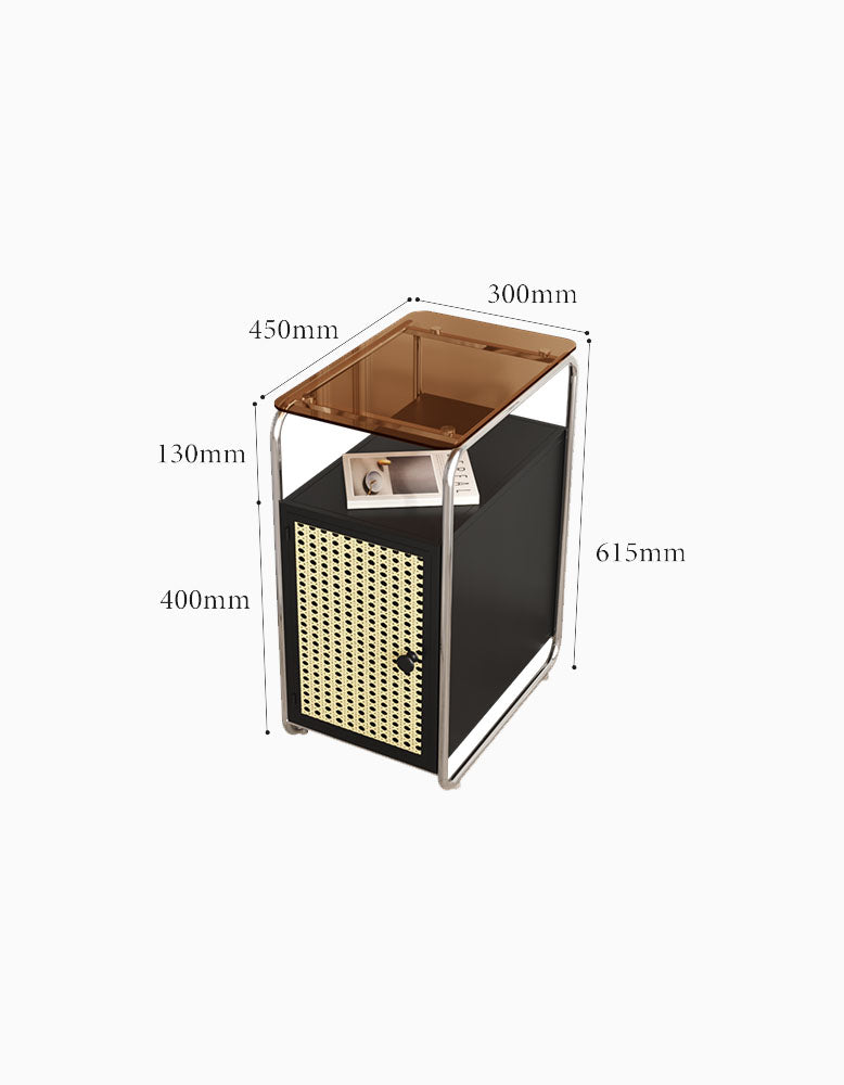 Edison Clear Acrylic & Rattan Side Table, Black| DC Concept