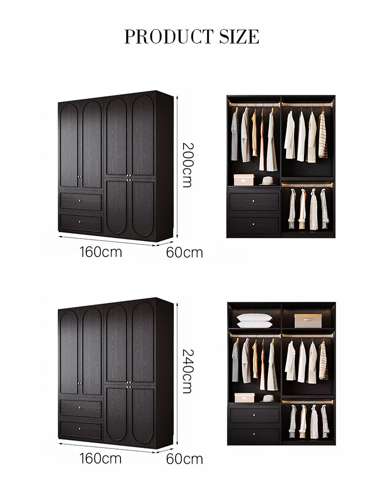 Novak Large Wardrobe, 2 Door Wardrobe, More Sizes, Black