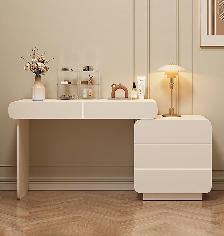 Ward Dressing Table With Side Cabinet & LED Mirror, Cream
