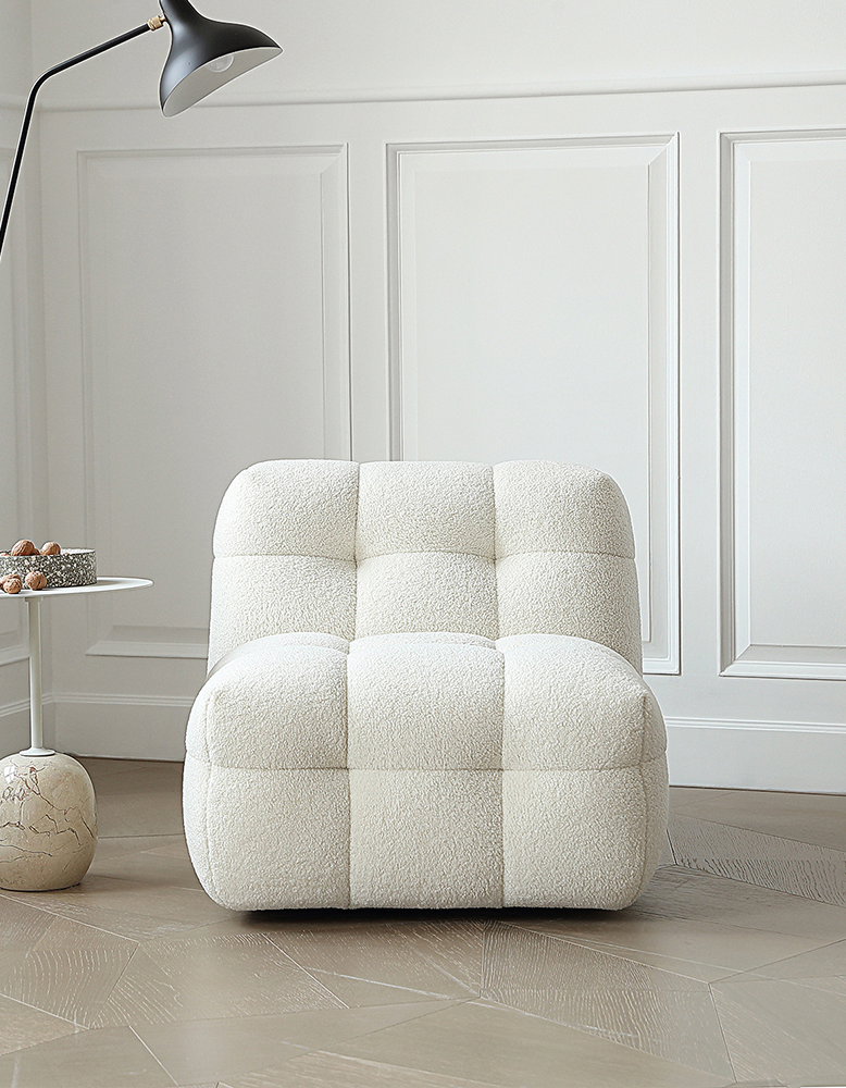 Aletheia Accent Armchair, Lounge Chair, White Boucle