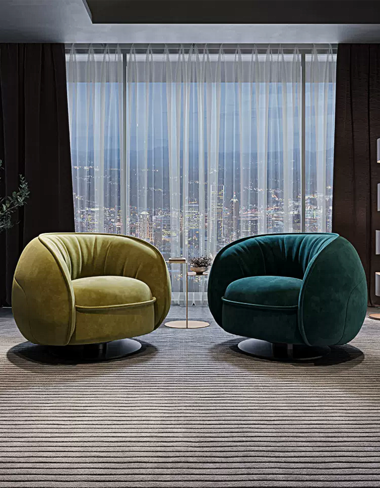 Elowen Swivel Lounge Chair, Green Vintage Armchair