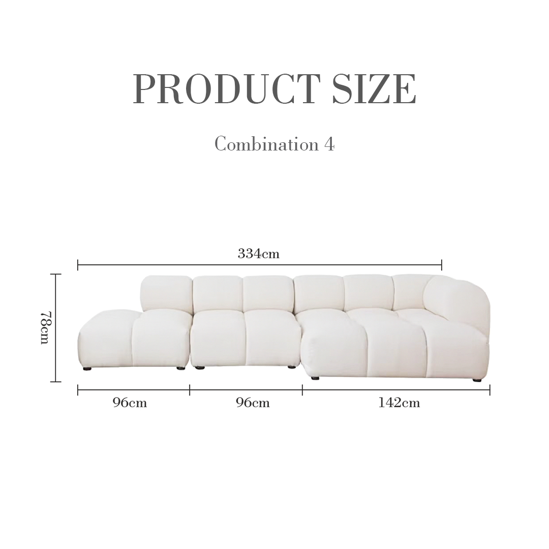 Caius Velvet Three Seater Module Sofa, White Velvet