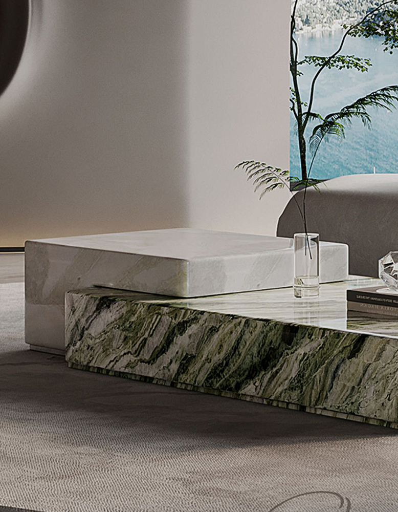 Giuli Marble Coffee Table Set, Stone
