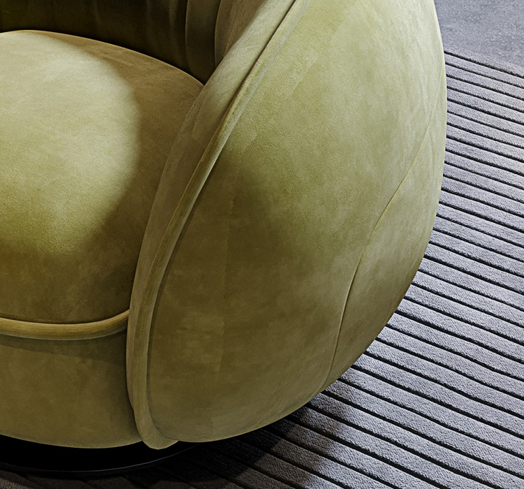 Elowen Swivel Lounge Chair, Green Vintage Armchair