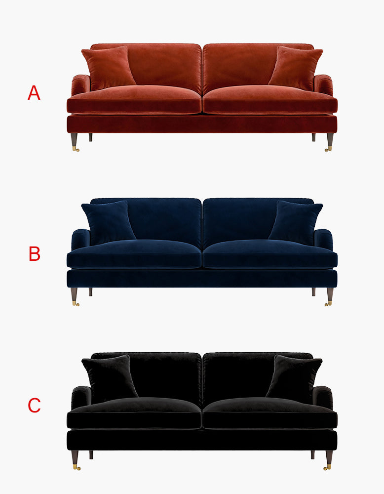 Whelan Two Seater Sofa, Loveseat, Velvet