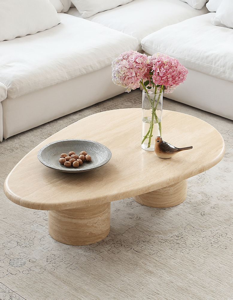 Clio Art Deco Coffee Table, Oval, Marble