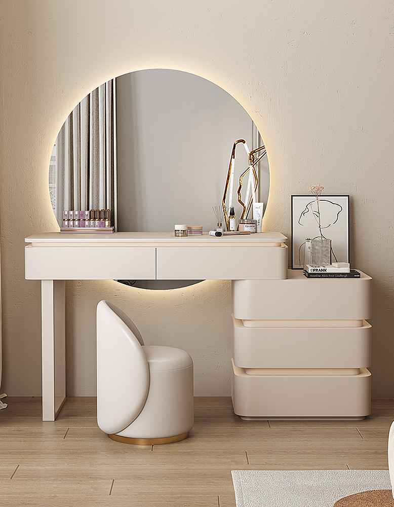 Martina Dressing Table With LED Mirror, Black Wood