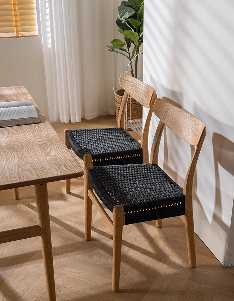 Classic Hans W CH01 Rattan Dining Chair, Light Oak