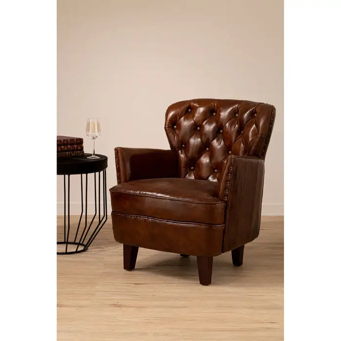 Vienna Mocha Brown Button Back Armchair