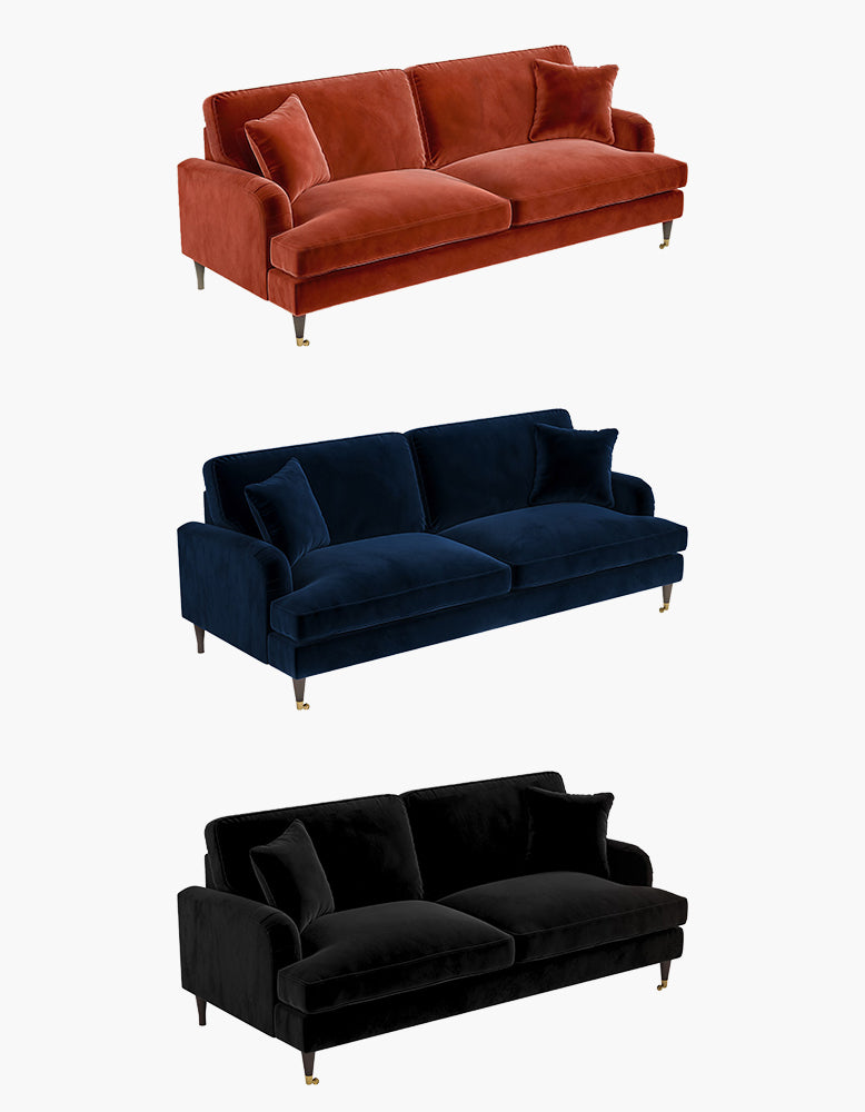 Whelan Two Seater Sofa, Loveseat, Velvet