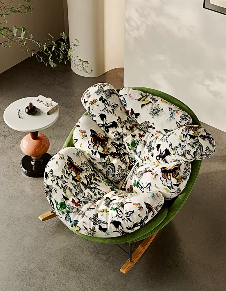 Eowyn Lounge Rocking Armchair, Butterfly Print