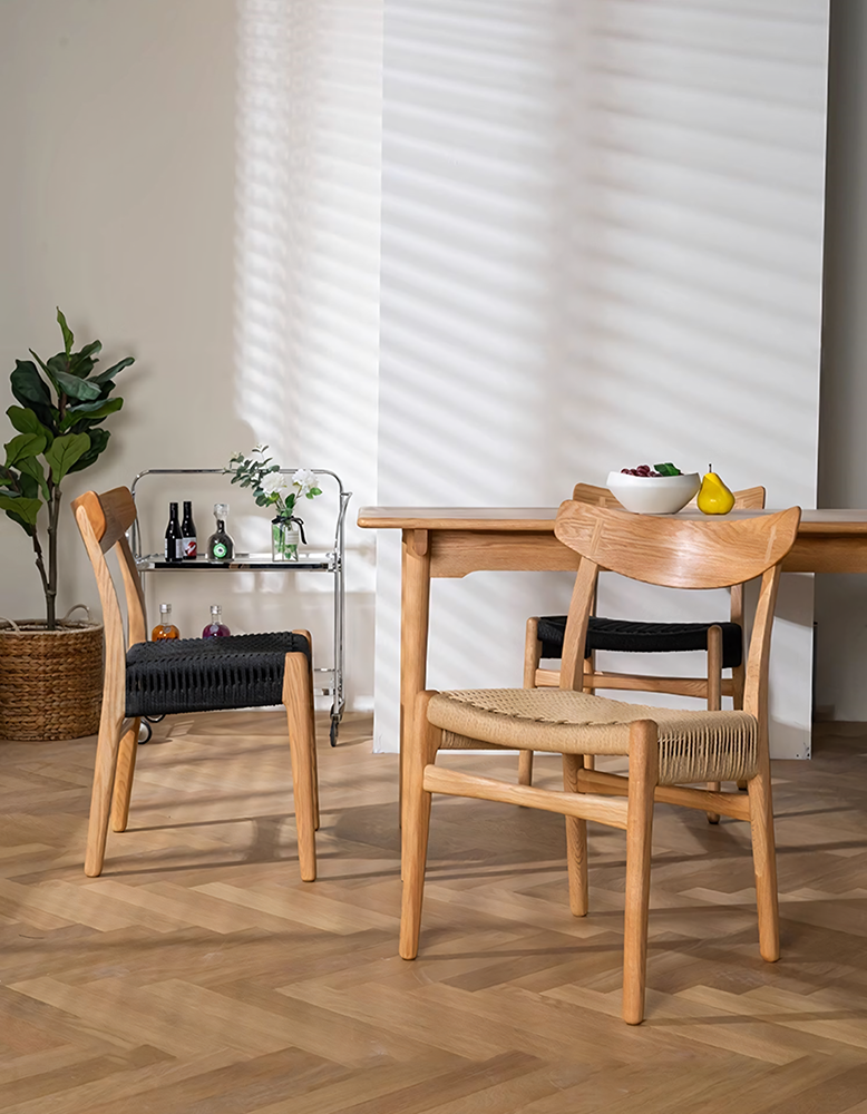 Classic Hans W CH01 Rattan Dining Chair, Light Oak