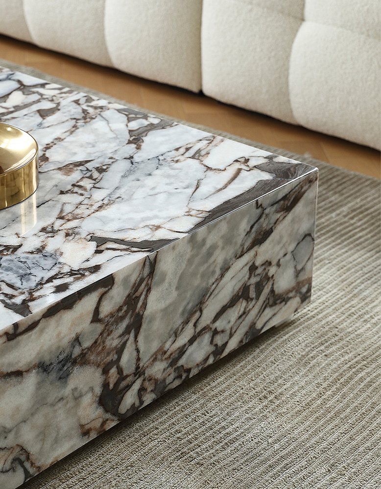 Matteo Square Coffee Table, Marble, White