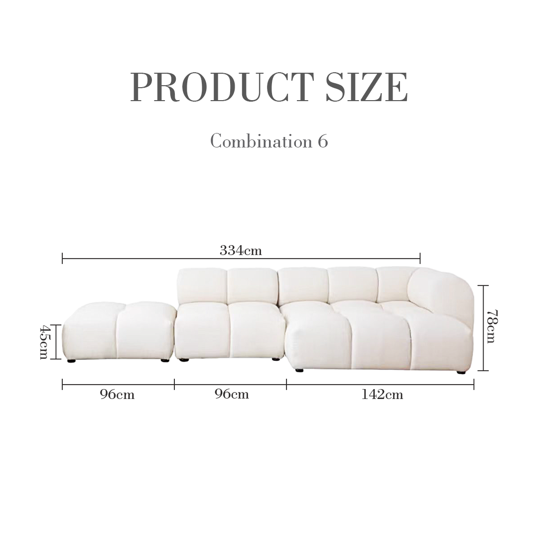 Caius Velvet Three Seater Module Sofa, White Velvet