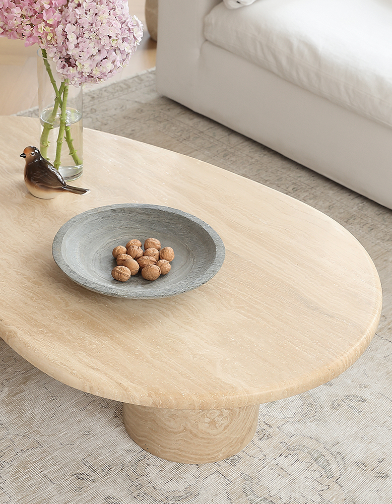 Clio Art Deco Coffee Table, Oval, Marble