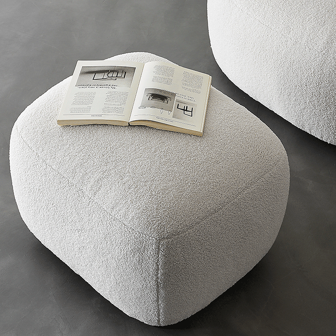 Carmen Armchair With Footstool, White Boucle