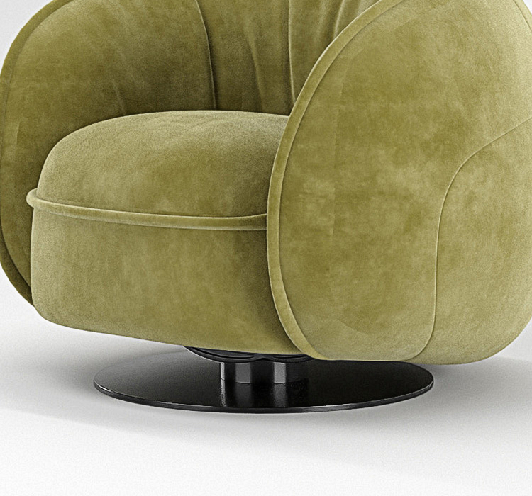 Elowen Swivel Lounge Chair, Green Vintage Armchair
