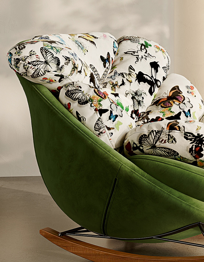 Eowyn Lounge Rocking Armchair, Butterfly Print
