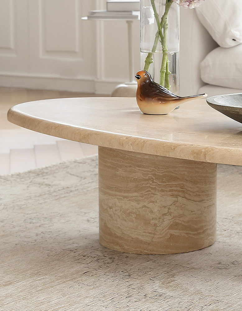 Clio Art Deco Coffee Table, Oval, Marble